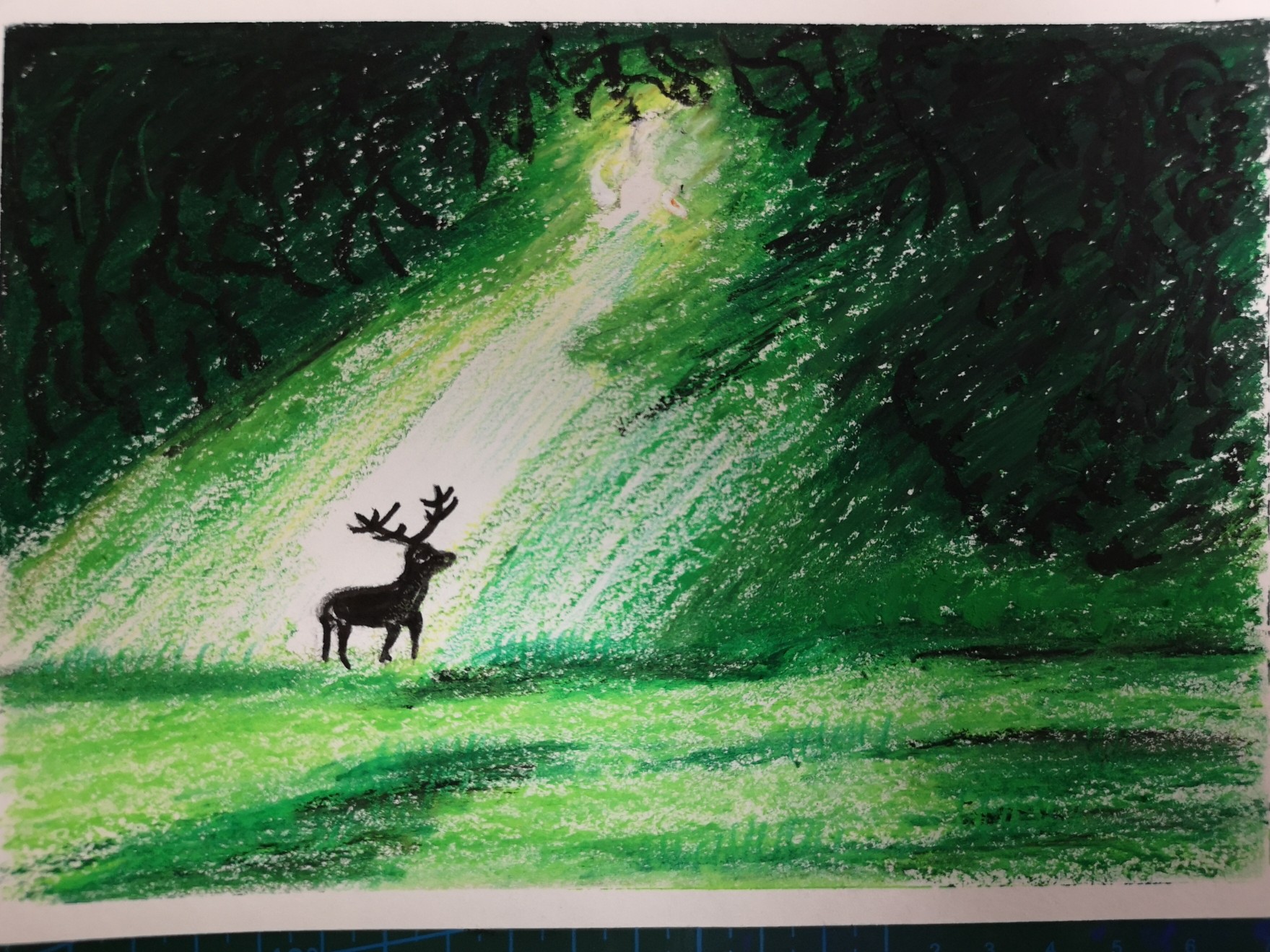 老婆大人画作《林深见鹿》